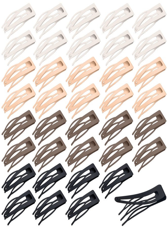Geosar 40 Pieces Snap Hair Clips Grip Hair Metal Barrettes for Women Snap Double Clip Pins Accessories for Women Making Salon(Black, Dark Brown, Beige, Cream) - Image 1